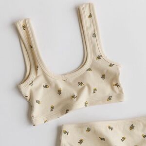 ARQ Wide-Strap bra in yellow calico, size XL - discontinued